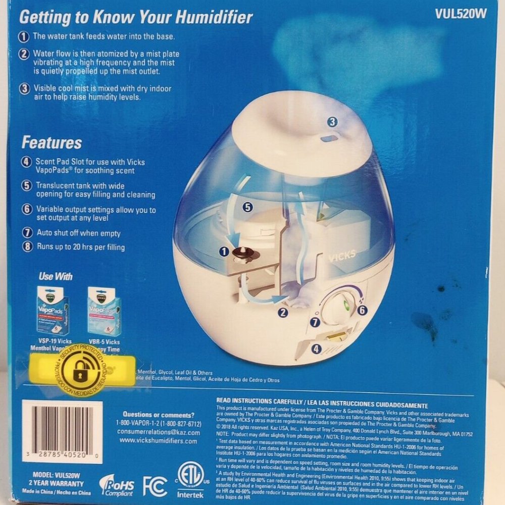 Vicks Mini Filter Free Cool Mist Humidifier - Picture 3 of 3
